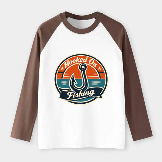 Angler's Emblem of Passion - Raglan Long Sleeve T-Shirt - Coffee