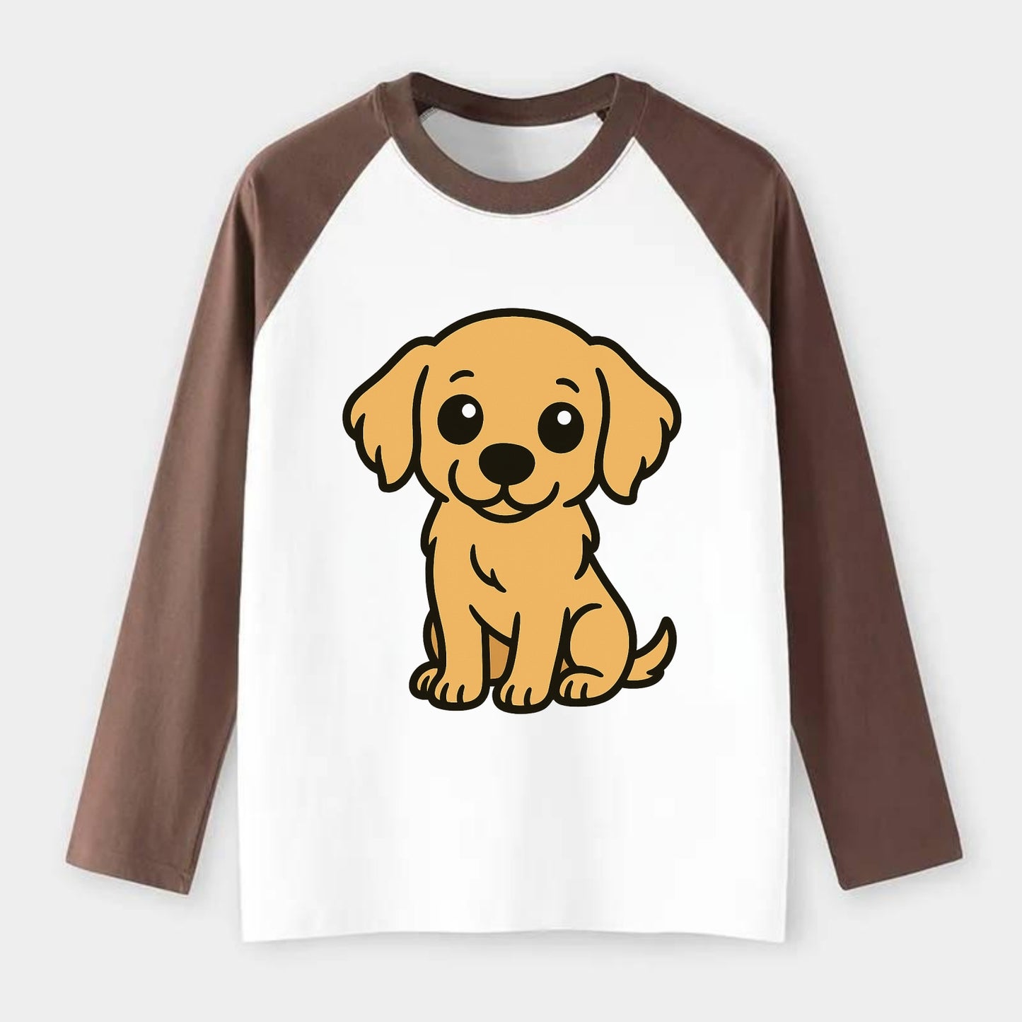 Golden Retriever - Head tilt curious pose - Raglan Long Sleeve T-Shirt - Coffee
