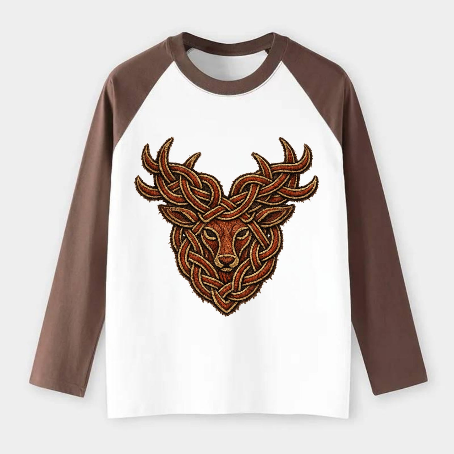 Stag Knot - Raglan Long Sleeve T-Shirt - Coffee