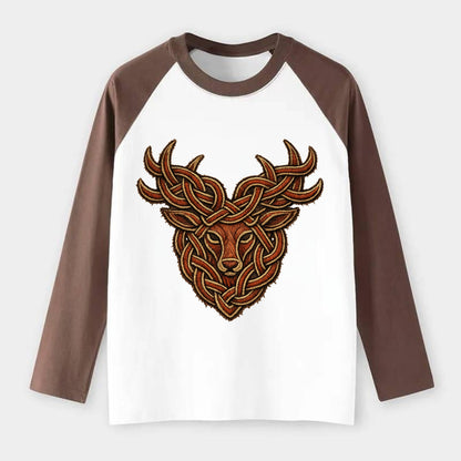 Stag Knot - Raglan Long Sleeve T-Shirt - Coffee