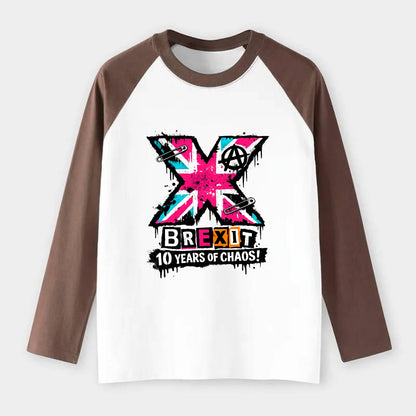 X YEARS | Roman numeral X massive | Union Jack fill pattern | Bold - Raglan Long Sleeve T-Shirt - Coffee