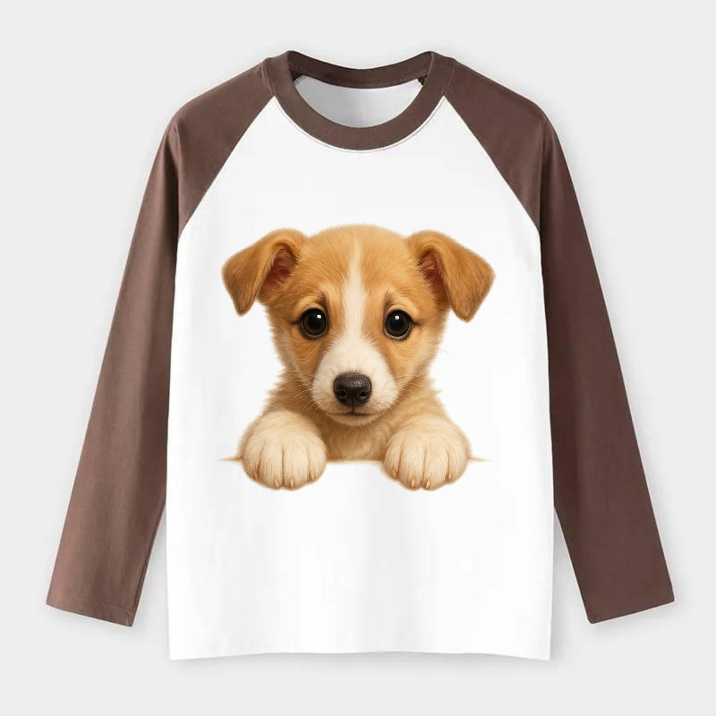 Whippet  - Raglan Long Sleeve T-Shirt - Coffee