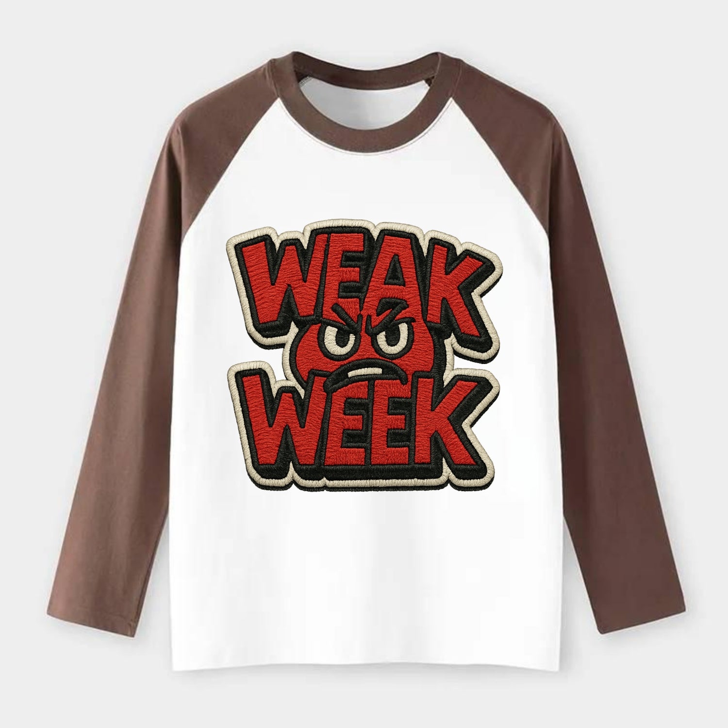 WEAK;WEEK WARRIOR Monday Blue Cap - Raglan Long Sleeve T-Shirt - Coffee