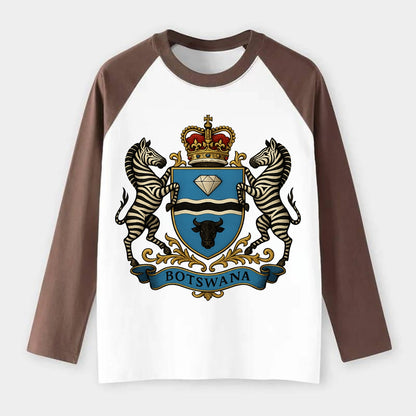 Botswana Heritage Badge - Raglan Long Sleeve T-Shirt - Coffee