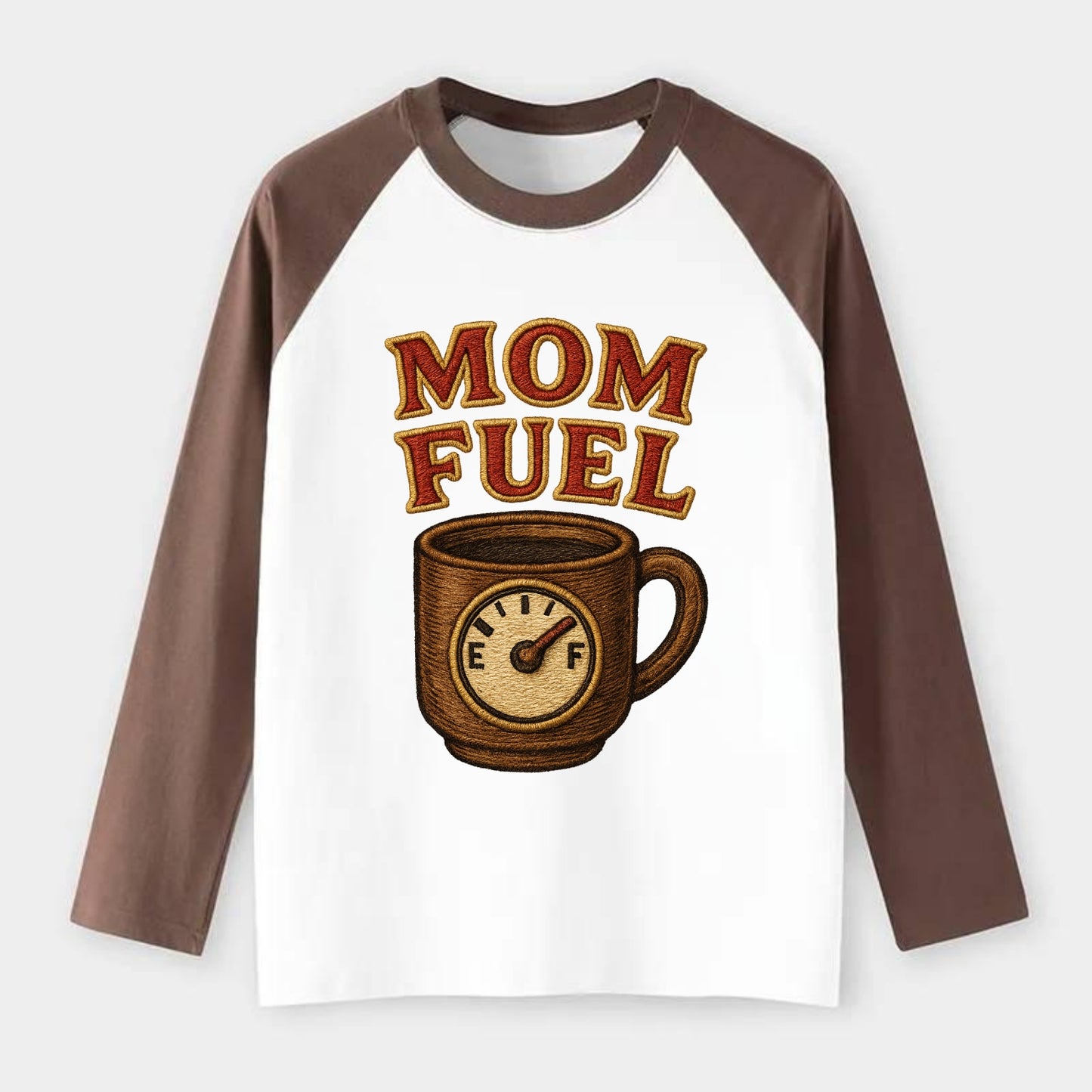 Mom Fuel  - Raglan Long Sleeve T-Shirt - Coffee