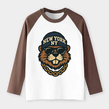 {"animal":"beaver","locationText":"NEW YORK","initials":"NY","beanieCol - Raglan Long Sleeve T-Shirt - Coffee