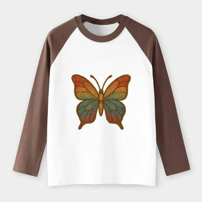 Butterfly Transformation  - Raglan Long - Raglan Long Sleeve T-Shirt - Coffee