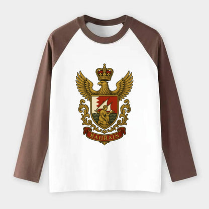 Bahrain Heritage Badge - Raglan Long Sleeve T-Shirt - Coffee
