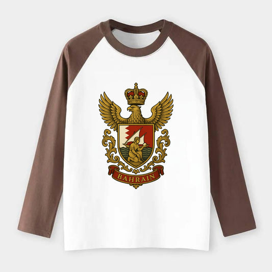 Bahrain Heritage Badge - Raglan Long Sleeve T-Shirt - Coffee