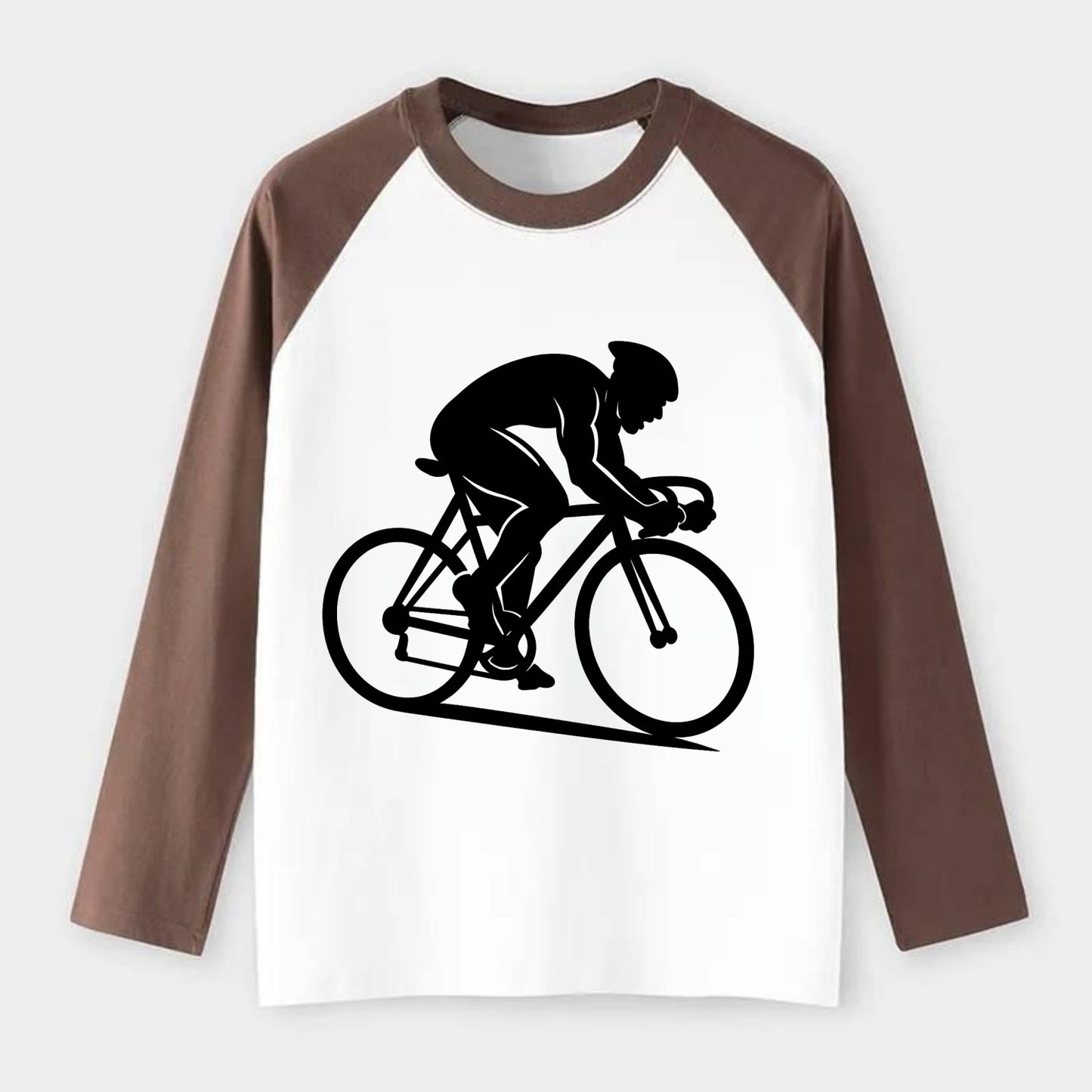 Sprint cyclist racing stance - Raglan Long Sleeve T-Shirt - Coffee