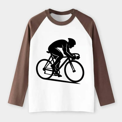 Sprint cyclist racing stance - Raglan Long Sleeve T-Shirt - Coffee