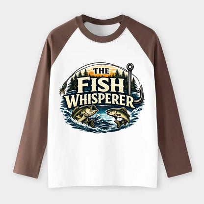 The Fish Whisperer - Raglan Long Sleeve T-Shirt - Coffee