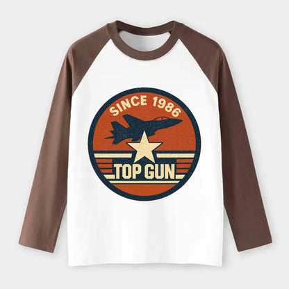 Top Gun Since 1986 - Raglan Long Sleeve T-Shirt - Coffee