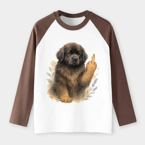Newfoundland fluffy bear-like with webbed paws, massive gentle paw up - Raglan Long Sleeve T-Shirt