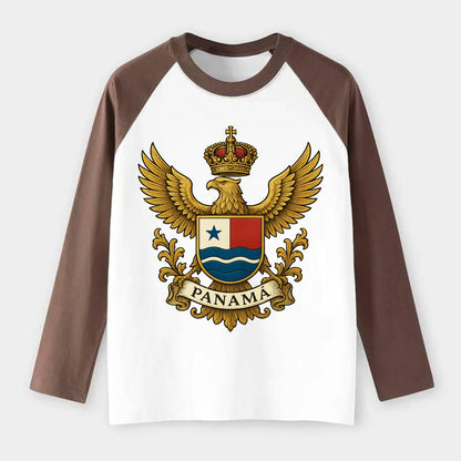 Panama Heritage Badge - Raglan Long Sleeve T-Shirt - Coffee