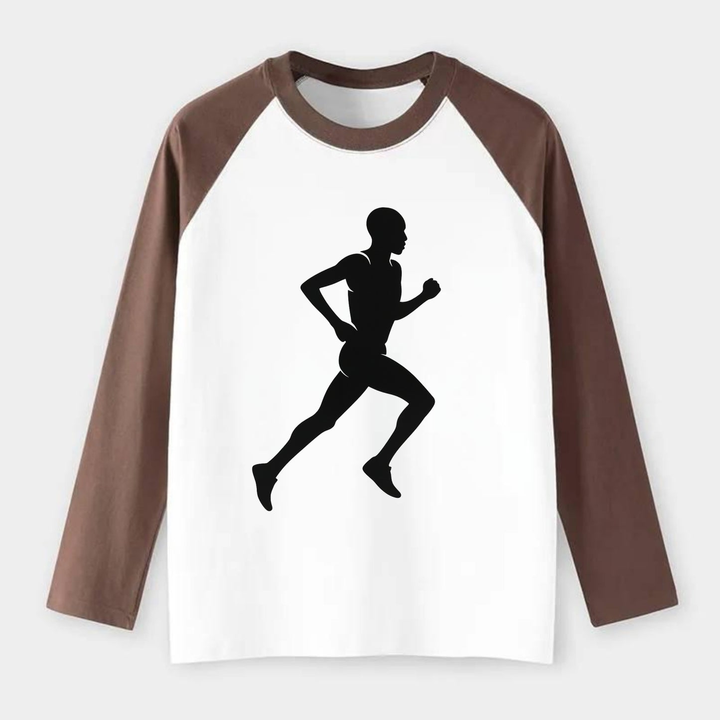 Kenyan distance runner stride - Raglan Long Sleeve T-Shirt - Coffee