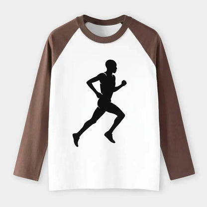 Kenyan distance runner stride - Raglan Long Sleeve T-Shirt - Coffee