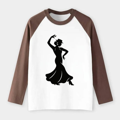 Flamenco dancer passionate stance - Raglan Long Sleeve T-Shirt - Coffee