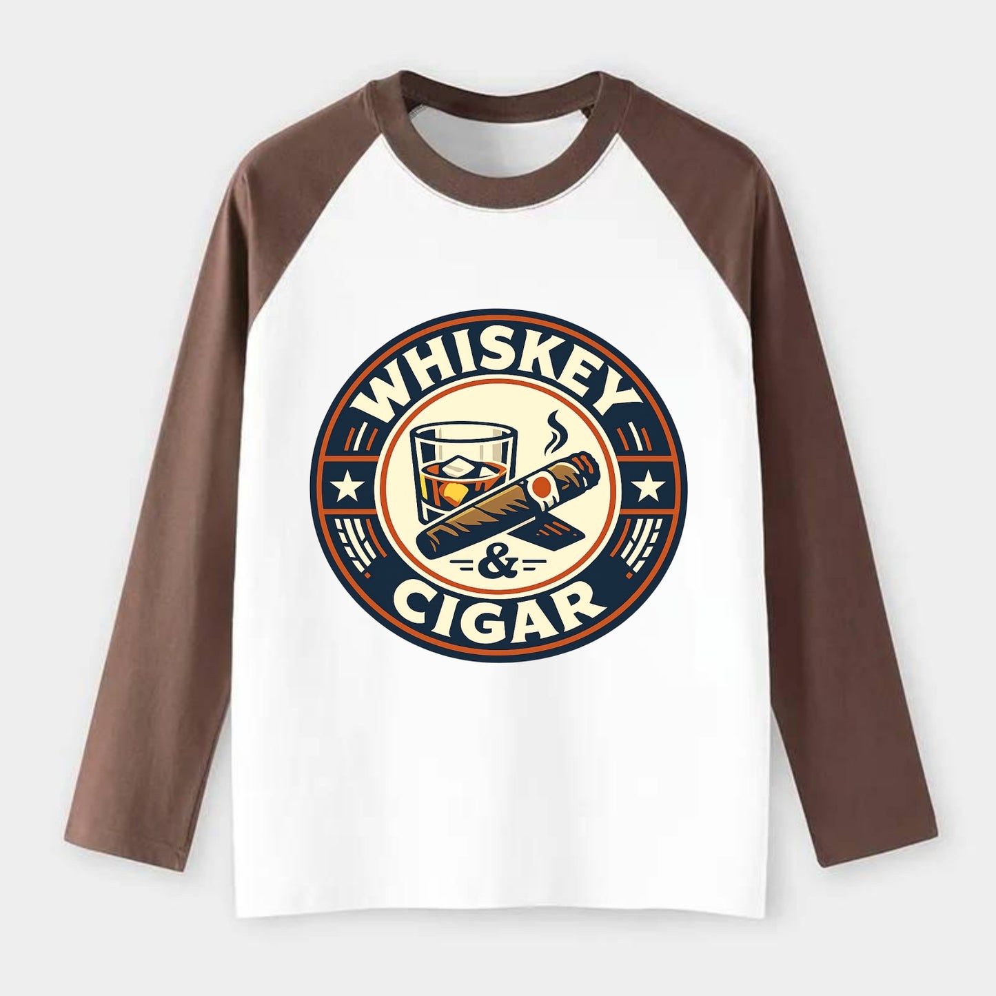 Sophisticated Spirits Emblem - Raglan Long Sleeve T-Shirt - Coffee