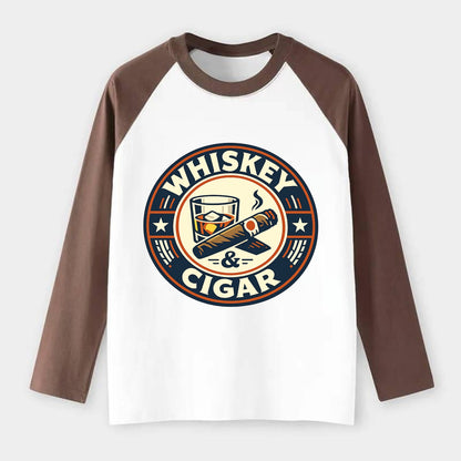 Sophisticated Spirits Emblem - Raglan Long Sleeve T-Shirt - Coffee