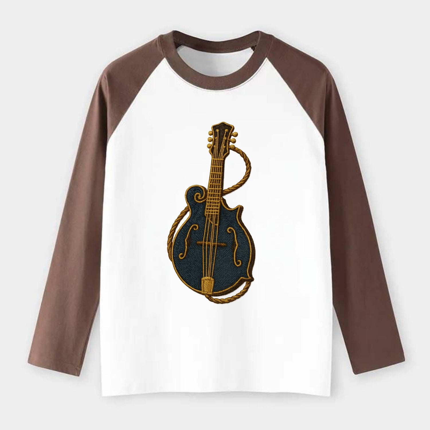 Mandolin  - Raglan Long Sleeve T-Shirt - Coffee