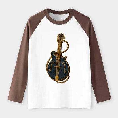 Mandolin  - Raglan Long Sleeve T-Shirt - Coffee