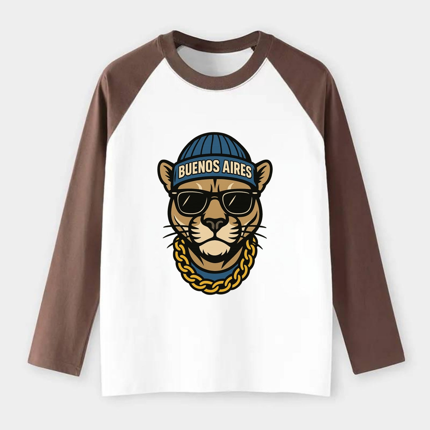 Buenos Aires Puma - Raglan Long Sleeve T-Shirt - Coffee