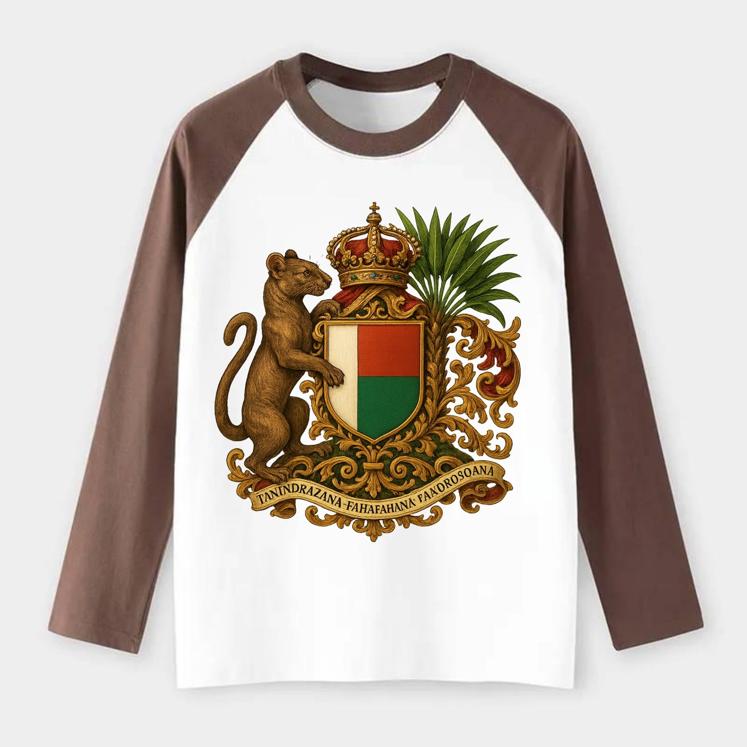 Madagascar Fossa Hunter  - Raglan Long S - Raglan Long Sleeve T-Shirt - Coffee