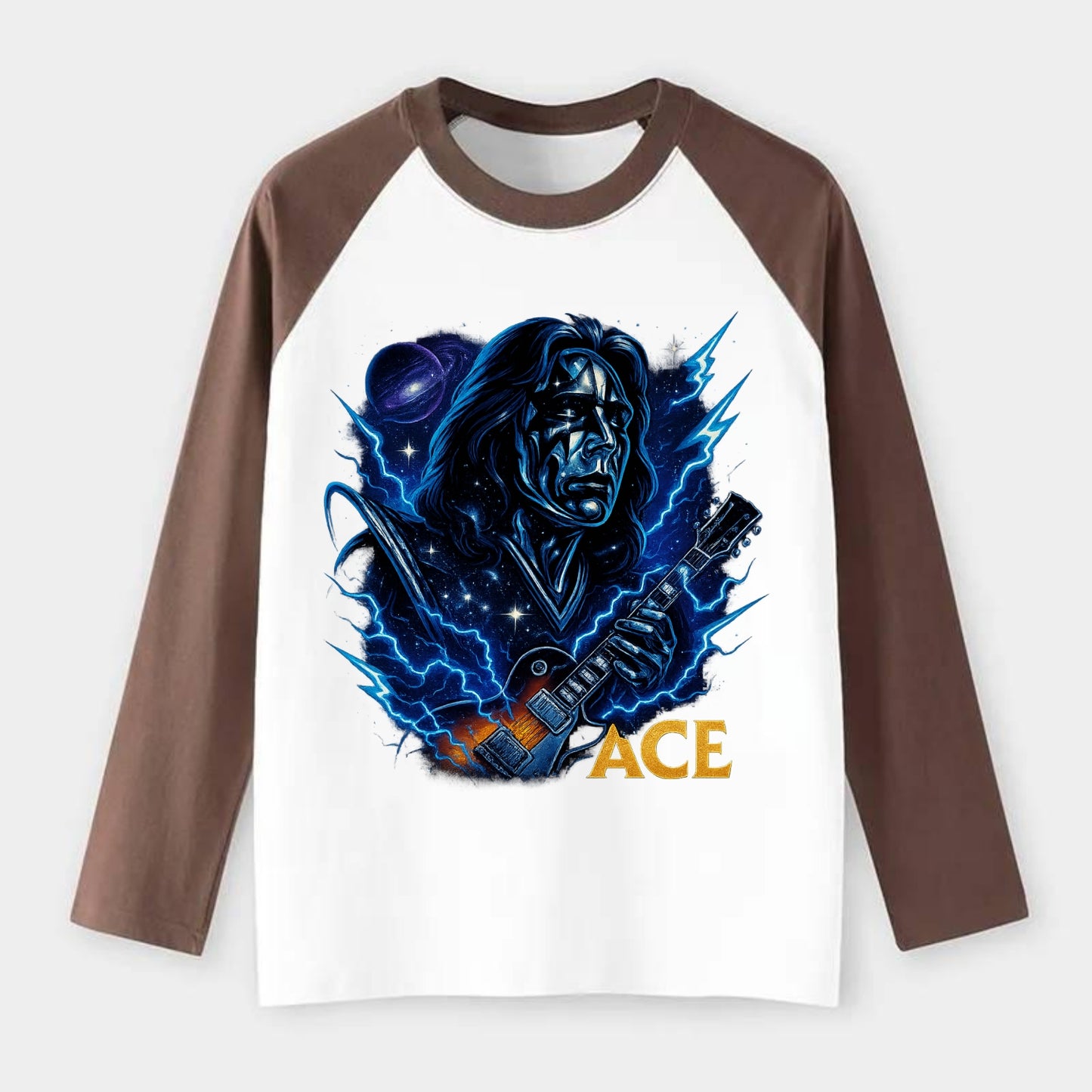 Cosmic Chrome Portrait - Raglan Long Sleeve T-Shirt - Coffee