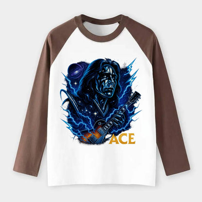 Cosmic Chrome Portrait - Raglan Long Sleeve T-Shirt - Coffee