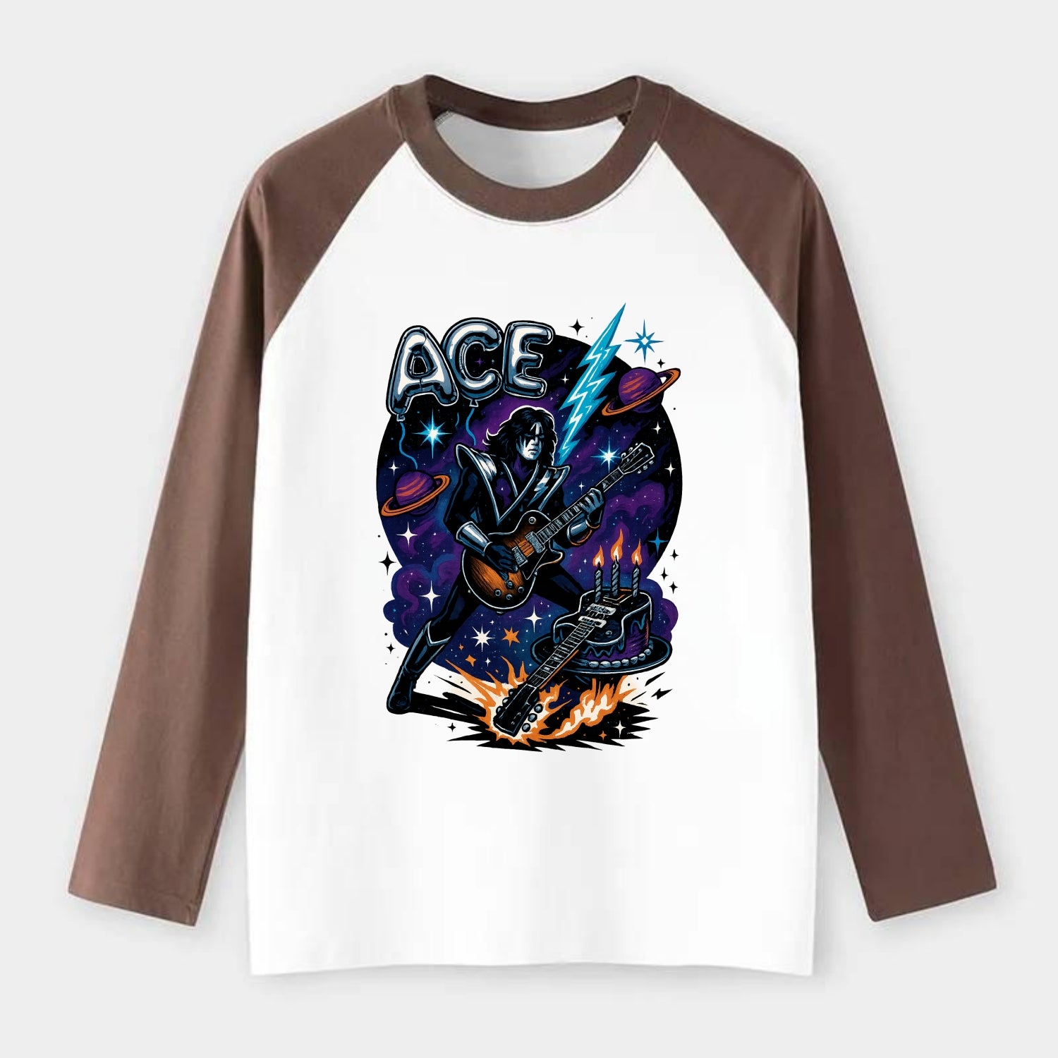 Ace Birthday Celebration - Raglan Long Sleeve T-Shirt - Coffee