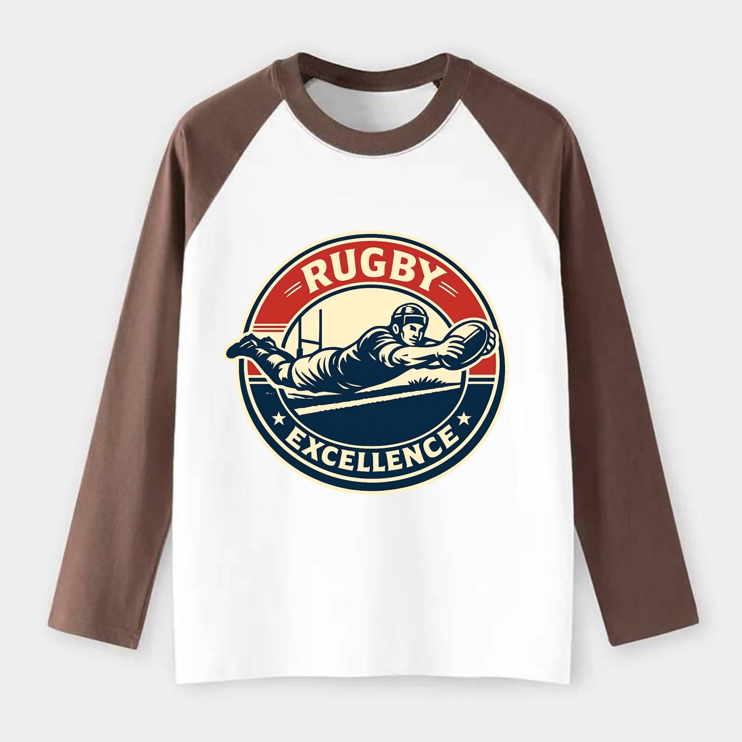 Epic Try Dive Emblem - Raglan Long Sleeve T-Shirt - Coffee