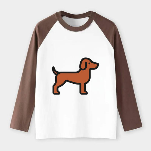Vizsla - Rust colored flat side profile - Raglan Long Sleeve T-Shirt