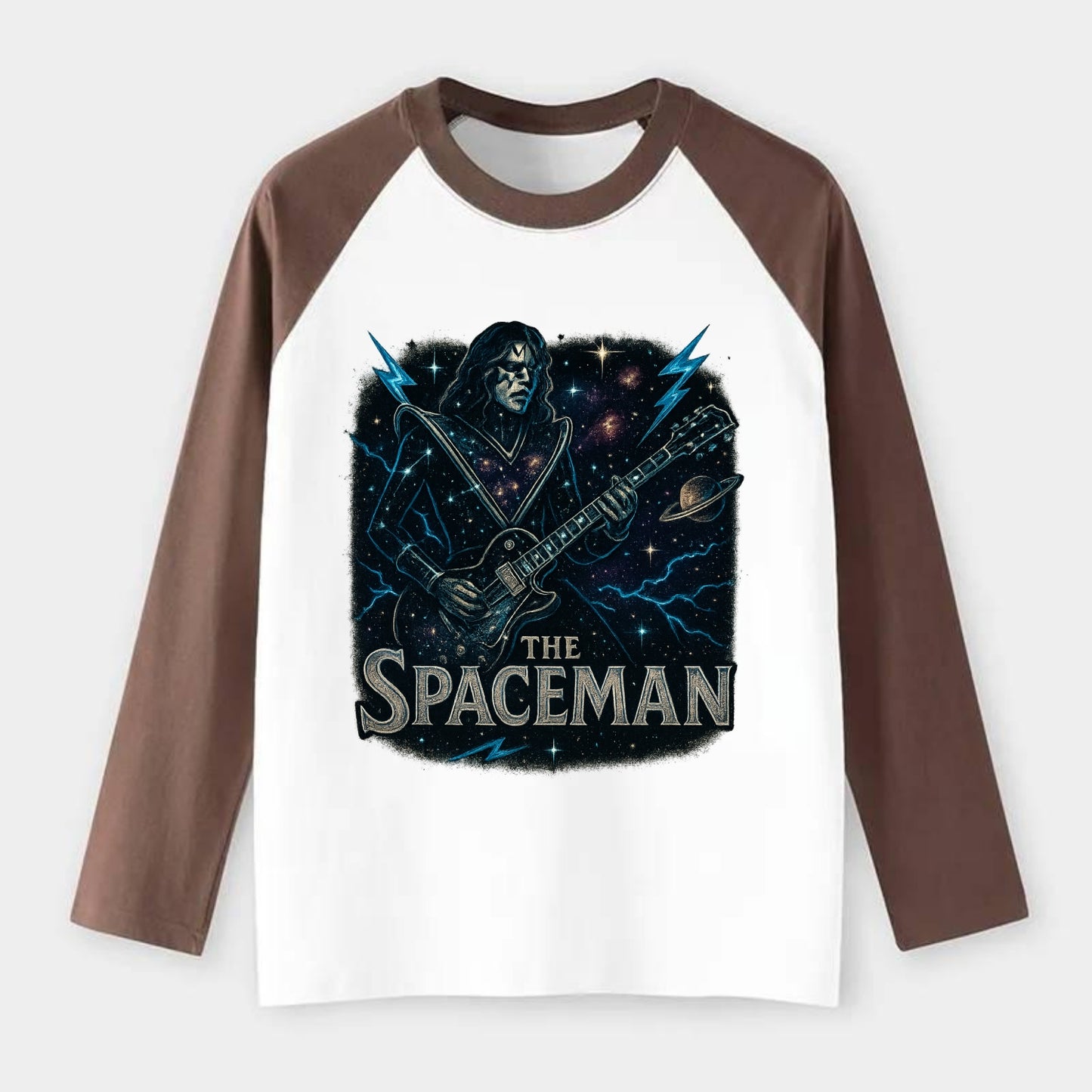 Spaceman Constellation - Raglan Long Sleeve T-Shirt - Coffee