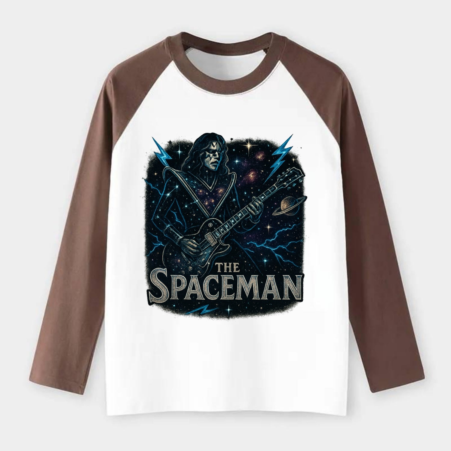 Spaceman Constellation - Raglan Long Sleeve T-Shirt - Coffee
