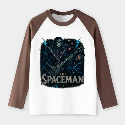 Spaceman Constellation - Raglan Long Sleeve T-Shirt - Coffee