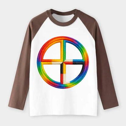 Medicine Wheel  - Raglan Long Sleeve T-Shirt - Coffee