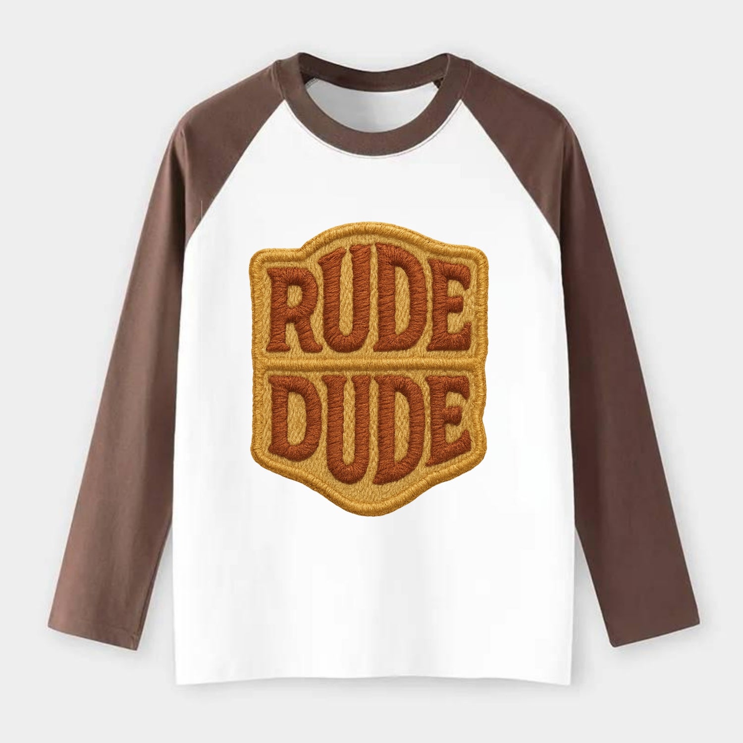 RUDE;DUDE ENERGY Surf Green Trucker - Raglan Long Sleeve T-Shirt - Coffee