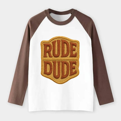 RUDE;DUDE ENERGY Surf Green Trucker - Raglan Long Sleeve T-Shirt - Coffee
