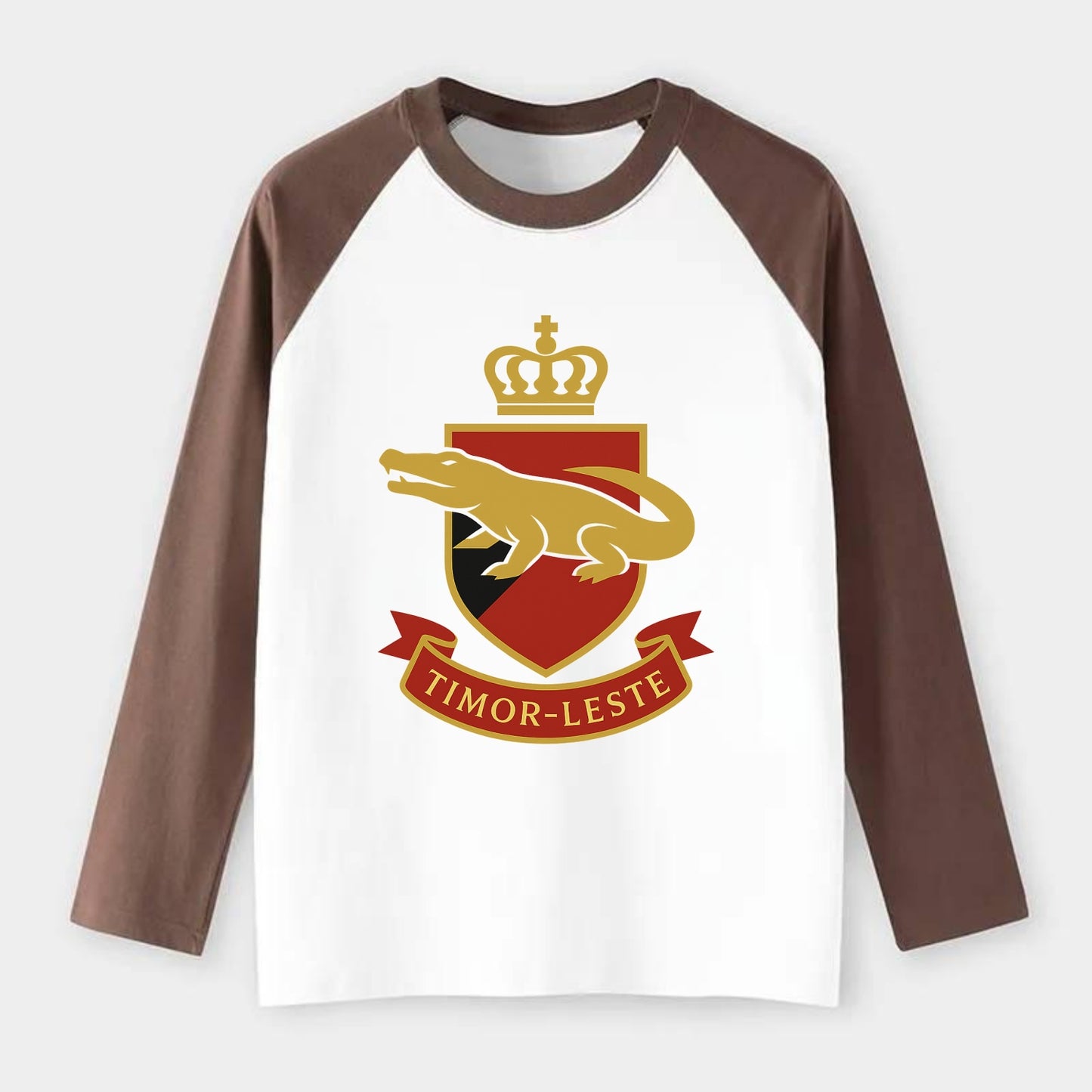 Timor-Leste Royal Logo  - Raglan Long Sleeve T-Shirt - Coffee