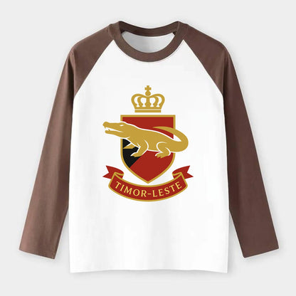 Timor-Leste Royal Logo  - Raglan Long Sleeve T-Shirt - Coffee