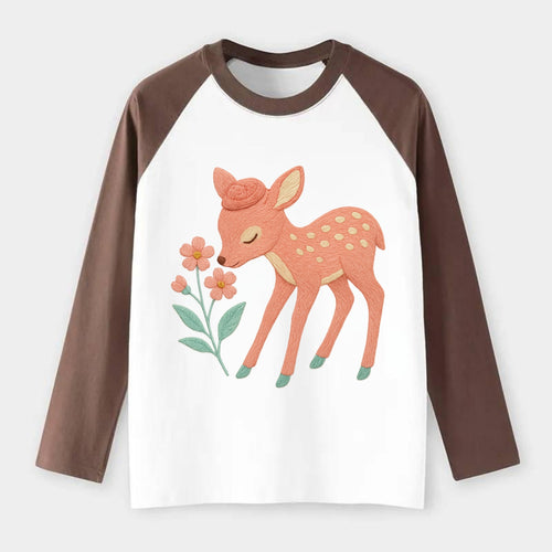 Coral Fawn - Raglan Long Sleeve T-Shirt