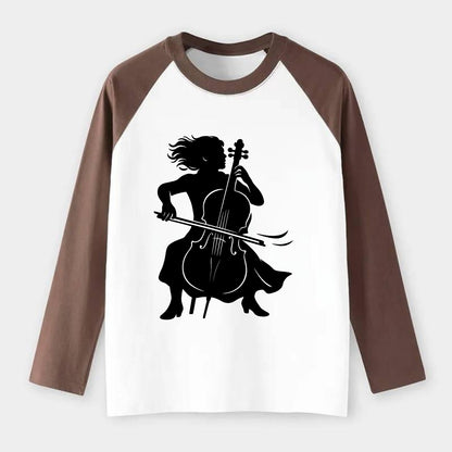 Cellist performing emotional solo - Raglan Long Sleeve T-Shirt - Coffee