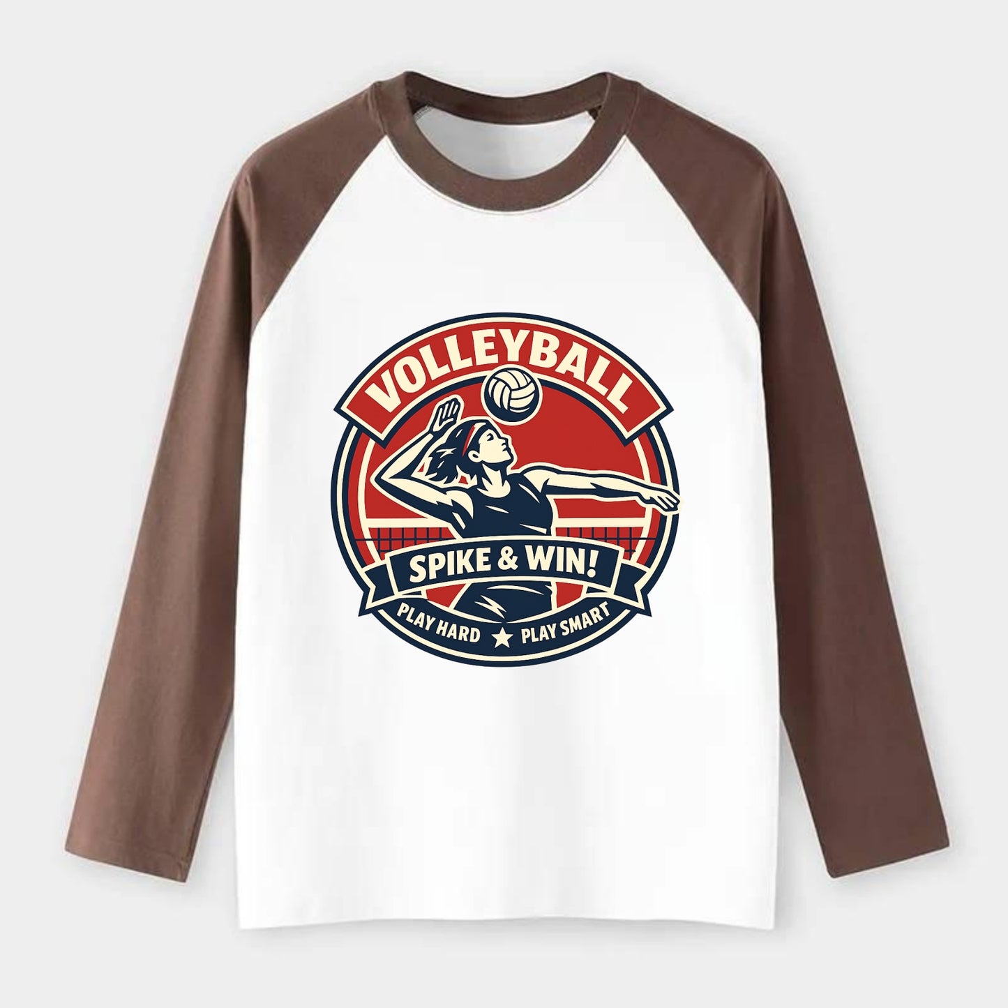 Dynamic Spike Emblem - Raglan Long Sleeve T-Shirt - Coffee