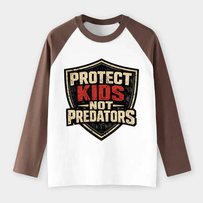 Protect Kids Not Predators - Raglan Long Sleeve T-Shirt - Coffee
