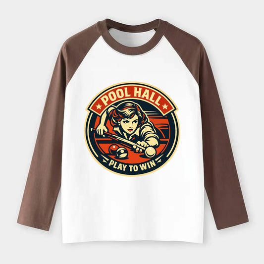 Cue Queen Emblem - Raglan Long Sleeve T-Shirt - Coffee