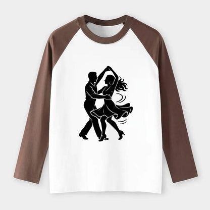 Salsa dancers spinning turn - Raglan Long Sleeve T-Shirt - Coffee