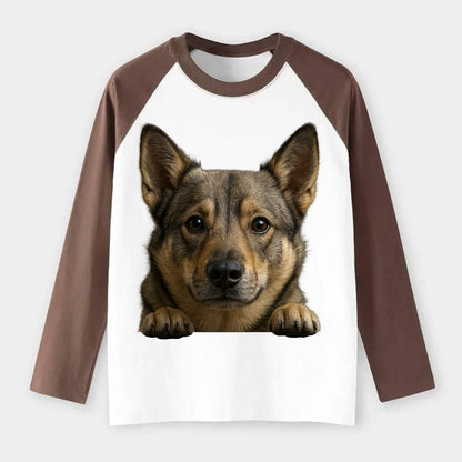 Swedish Vallhund  - Raglan Long Sleeve T-Shirt - Coffee
