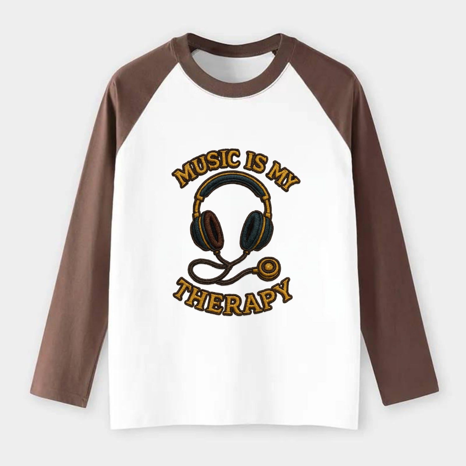 Music Is My Therapy  - Raglan Long Sleeve T-Shirt - Coffee
