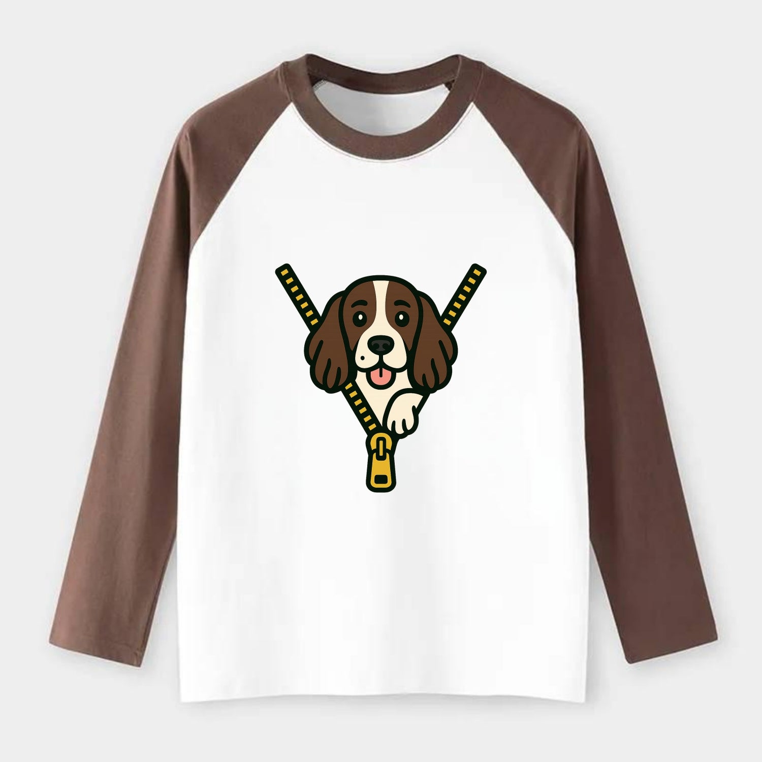 English Springer Spaniel - Raglan Long Sleeve T-Shirt - Coffee